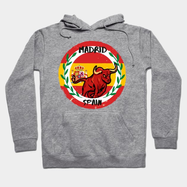 Madrid Spain Bull Hoodie by Gulldio